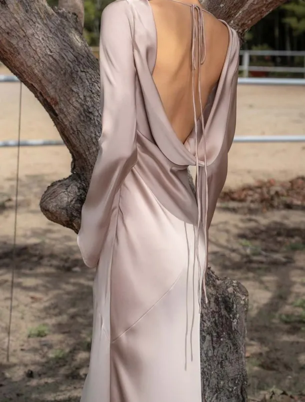 Mermaid / Trumpet Party Dresses Elegant Dress Wedding Wedding Guest Floor Length Long Sleeve Off Shoulder Polyester Backless with Strappy Derby Dresses