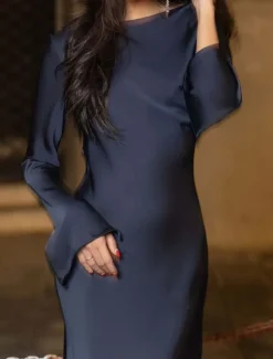 Mermaid / Trumpet Party Dresses Elegant Dress Wedding Wedding Guest Floor Length Long Sleeve Off Shoulder Polyester Backless with Strappy Derby Dresses