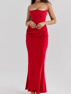 Mermaid / Trumpet Quinceanera Dresses Elegant Dress Wedding Wedding Guest Floor Length Sleeveless Strapless Spandex Backless with Ruched