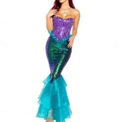 Mermaid Halloween Dress Masquerade Fancy Costume Carnival Costume Mermaid and Trumpet Gown Slip Cosplay Adults' Women's Carnival Masquerade Mardi Gras Party Halloween Masquerade Easy Halloween