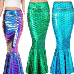 Mermaid Halloween Skirt Cosplay Costume Sexy Costume Adults' Women's Carnival Masquerade Mardi Gras Performance Party Halloween Easy Halloween Costumes Dress Up