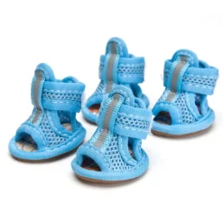 Mesh Dog Shoes Pet Boots, Breathable Dog Shoes for Small Doggy, Waterproof Pet Sandals with Anti-Slip Sole and Zipper Closure, Durable Pet Paw Protector for Hot Pavement