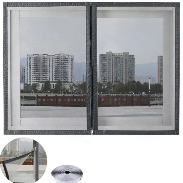 Mesh Screen Mosquito Nets For Windows, Summer Insect-proof Curtains, Removable Household Screen Doors, Invisible Custom Zipper Mosquito Nets Adjustable Screen Window
