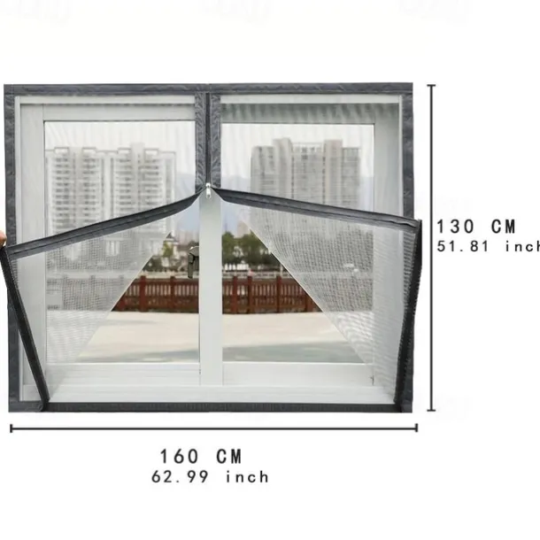 Mesh Screen Mosquito Nets For Windows, Summer Insect-proof Curtains, Removable Household Screen Doors, Invisible Custom Zipper Mosquito Nets Adjustable Screen Window