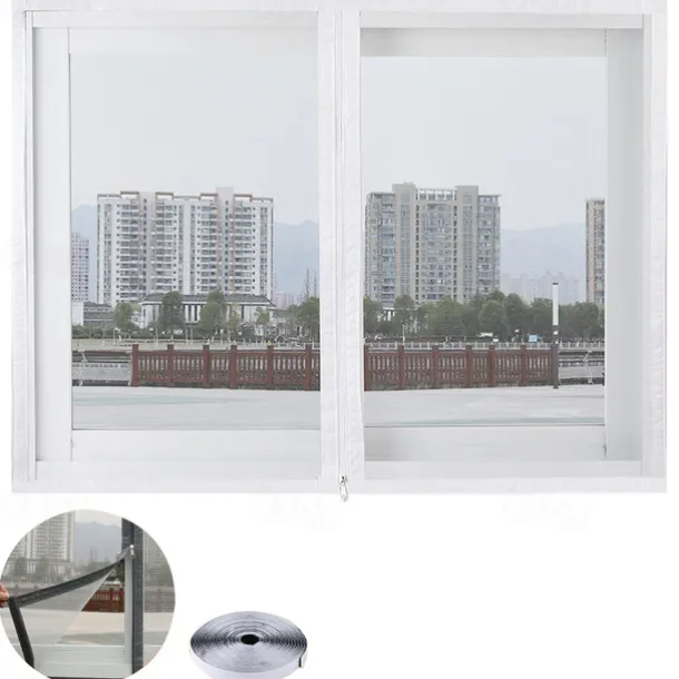Mesh Screen Mosquito Nets For Windows, Summer Insect-proof Curtains, Removable Household Screen Doors, Invisible Custom Zipper Mosquito Nets Adjustable Screen Window