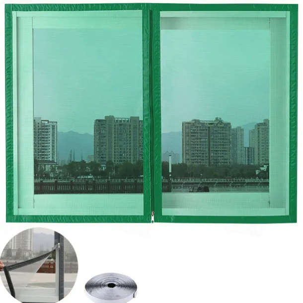 Mesh Screen Mosquito Nets For Windows, Summer Insect-proof Curtains, Removable Household Screen Doors, Invisible Custom Zipper Mosquito Nets Adjustable Screen Window