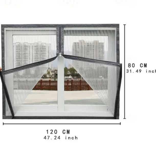 Mesh Screen Mosquito Nets For Windows, Summer Insect-proof Curtains, Removable Household Screen Doors, Invisible Custom Zipper Mosquito Nets Adjustable Screen Window