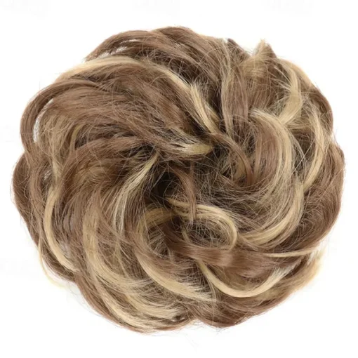 Messy Bun Hair Piece Hair Bun Scrunchies Synthetic Wavy Curly Chignon Ponytail Hair Extensions Thick Updo Hairpieces for Women Girls Kids 1PCS