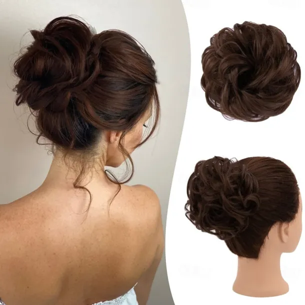 Messy Bun Hair Piece RSWETE Instant Rose Bun Hair Scrunchie Hairpieces for Women Wavy Curly Hair Pieces Chignon Ponytail Hair Extensions Updo Hairpiece Wiglet Bun