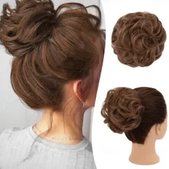 Messy Bun Hair Piece RSWETE Instant Rose Bun Hair Scrunchie Hairpieces for Women Wavy Curly Hair Pieces Chignon Ponytail Hair Extensions Updo Hairpiece Wiglet Bun