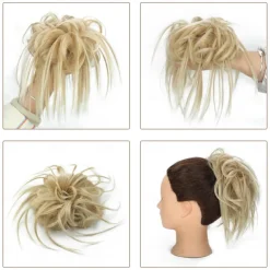 Messy Bun Hair Piece Scrunchie Extension Tousled Updo Wavy Curly Hairpieces Synthetic Chignon for Women Girls