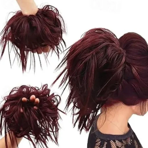 Messy Bun Hair Piece Scrunchie Extension Tousled Updo Wavy Curly Hairpieces Synthetic Chignon for Women Girls