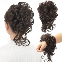 Messy Bun Hair Piece, Super Long Tousled Updo Hair Bun Extensions Wavy Hair Wrap Ponytail Hairpieces Hair Scrunchies with Elastic Hair Pieces for Women Girls