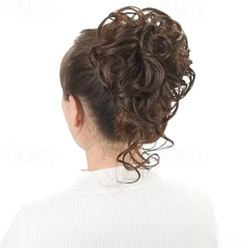 Messy Bun Hair Piece, Super Long Tousled Updo Hair Bun Extensions Wavy Hair Wrap Ponytail Hairpieces Hair Scrunchies with Elastic Hair Pieces for Women Girls