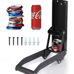Metal Can Crusher Wall Mounted Thicker Metal Arms Heavy Duty Aluminum Can Crushers for Recycling 16oz Plastic Bottle Soda Can Smasher + 4 Mounting Screws