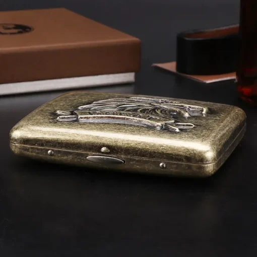 Metal Cigarette Case, Creative Embossed Design, Holds 20 Cigarettes