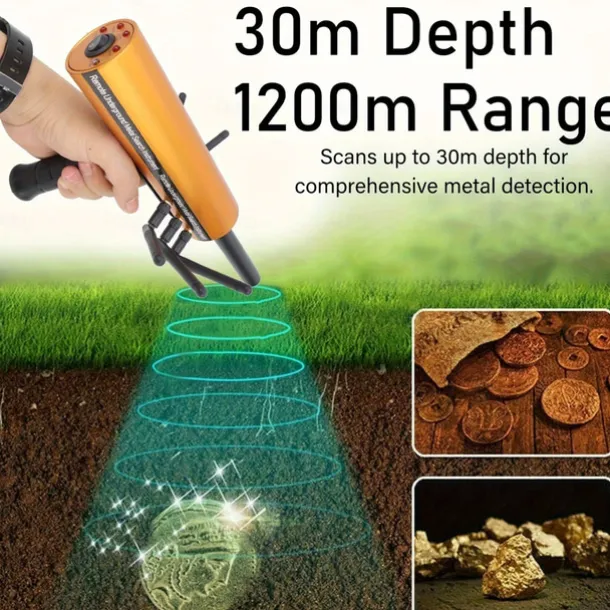 Metal Detector 30m Depth 1200m Range 6 Antenna Highly Accurate Metal Pinpointer Handheld Golden Diamond Miner Detector Metal Finding Detector Remote Search Underground Metal Device for Silvery Copper