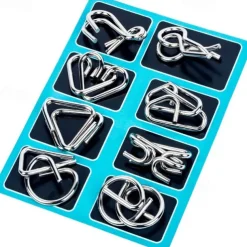 Metal Puzzle Game Set Educational Toy Game Unlock Iron Chain Toy Unlock Link Game Magic Toy Party Nine-Ring Puzzle Intelligence Buckle Lock Kongming Lock halloween christmas gift