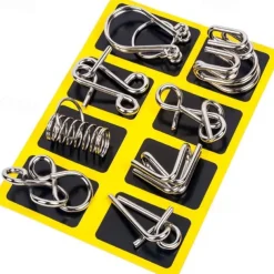 Metal Puzzle Game Set Educational Toy Game Unlock Iron Chain Toy Unlock Link Game Magic Toy Party Nine-Ring Puzzle Intelligence Buckle Lock Kongming Lock halloween christmas gift