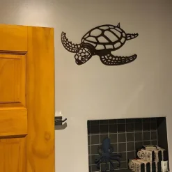 Metal Sea Turtle Ornament Beach Theme Decor Wall Art Decorations Wall Hanging Beach Sculpture Metal Farmhouse Turtle Wall Art for Home Garden
