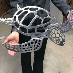 Metal Sea Turtle Ornament Beach Theme Decor Wall Art Decorations Wall Hanging Beach Sculpture Metal Farmhouse Turtle Wall Art for Home Garden