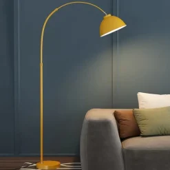 Metal Vaulted Floor Lamp for Living Room, 1 Bulb Macaron Standing Light, Modern Office Reading Floor Light with Adjustable Rod Arm 110-240V