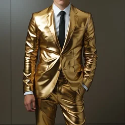 Metallic Disco 1980s Pants Outfits Suits & Blazers Disco Solid Colored Fancy Dress Men's Masquerade Event / Party Pride Parade Pride Month Adults' Costume