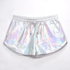 Metallic 1980s Shiny Latex Patent Shorts PU Leather Fancy Dress Women's Masquerade Party Bachelorette Party Pride Parade Adults' Shorts