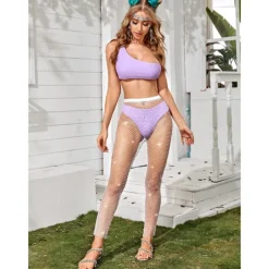 Metallic Sparkle Sexy Pants Sheer Mesh Rhinestone Cover Up Disco Fancy Dress Women's Carnival Party Club Pride Parade Adults' Pants