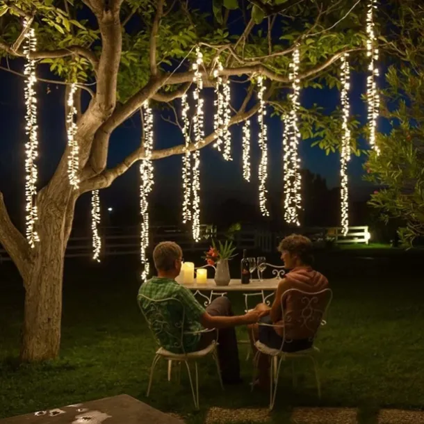 Meteor Shower Rain Lights Outdoor Christmas Hanging Firecracker String Light Snow Falling Raindrop Icicle Fairy Lights for Xmas Tree Garden Decor AC110V -220V EU US Plug Upgrade
