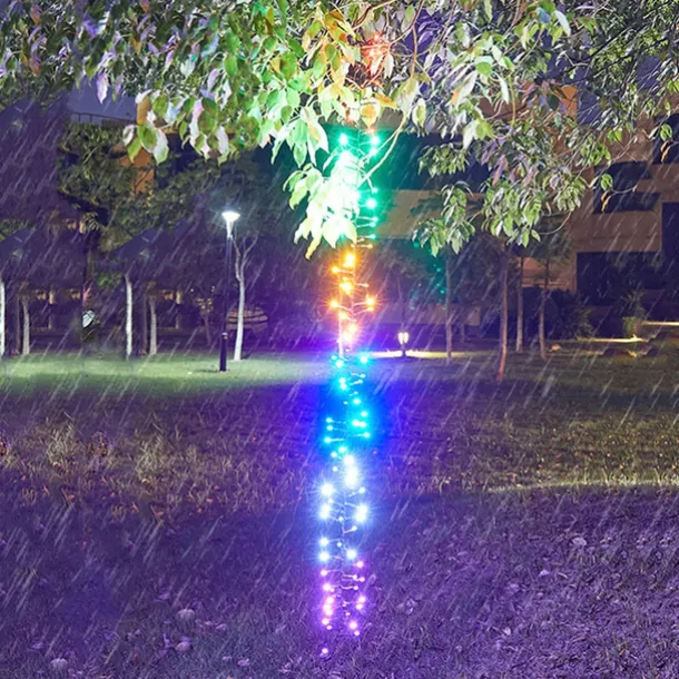Meteor Shower Rain Lights Outdoor Christmas Hanging Firecracker String Light Snow Falling Raindrop Icicle Fairy Lights for Xmas Tree Garden Decor AC110V -220V EU US Plug Upgrade