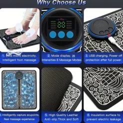 Micro-Current Foot Massager Pad for Pain Relief and Muscle Stimulation