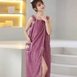 Microfiber Wearable Bath Towel Dress Super Absorbent Home Wear Bath Skirt Bath Towel Ladies Water-Absorbent Soft Thick Wrapped Bathrobe Quick-Dry Back To School College Student