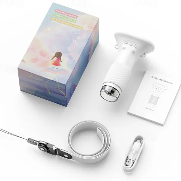 Microscope for Kids, Educational Science Kit Toys Portable Handheld Magnifying Glass, Macro Fixed Focus Digital Kid Microscopes Up to 1000x Magnification,4X Zoom, Interactive Learning