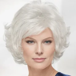 Mid Length Color Me Beautiful WhisperLite Wig Beautiful Mid-Length Layered Waves with Elegant Wispy Bangs / Multi-tonal Shades of Blonde Silver Brown and Red