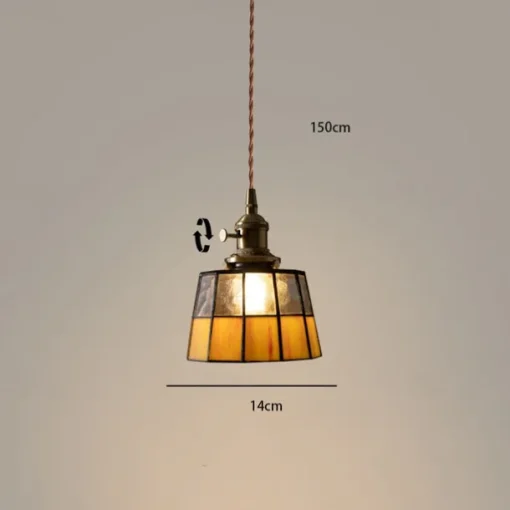Mid-Century Glass Pendant Lamp with an American Retro Style for Bedside Hallways Aisles 110-240V