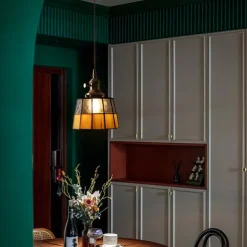 Mid-Century Glass Pendant Lamp with an American Retro Style for Bedside Hallways Aisles 110-240V