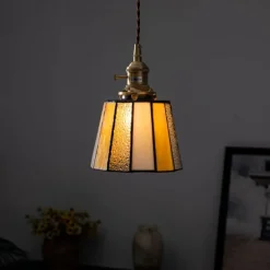 Mid-Century Glass Pendant Lamp with an American Retro Style for Bedside Hallways Aisles 110-240V