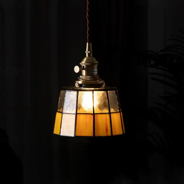 Mid-Century Glass Pendant Lamp with an American Retro Style for Bedside Hallways Aisles 110-240V