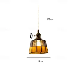 Mid-Century Glass Pendant Lamp with an American Retro Style for Bedside Hallways Aisles 110-240V