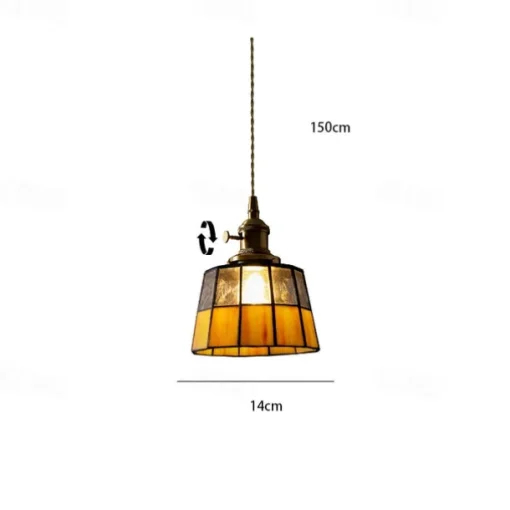 Mid-Century Glass Pendant Lamp with an American Retro Style for Bedside Hallways Aisles 110-240V