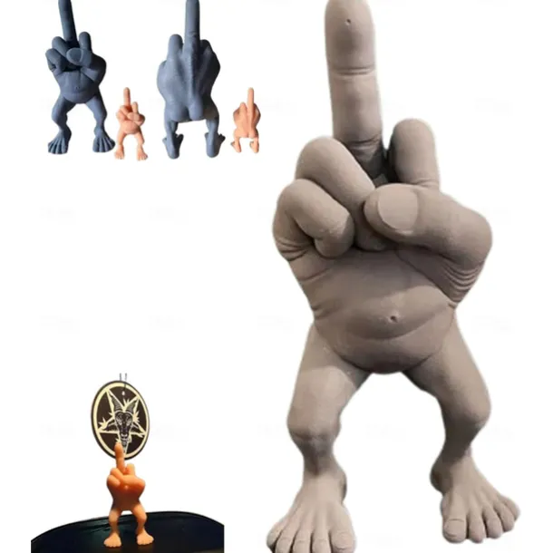 Middle Finger Figure With Legs, 3/7 Inches Tall The Finger with Legs, Creative Middle Finger Resin Sculpture Decoration for Home Office Desktop, Funny Gag Gift, Desk Accessory