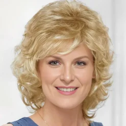 Middle Soft Wispy Layers with Sides Brushed Forward Or Back Wig For A Natural Look / Multi-tonal Shades of Blonde and Brown for White Women Fluffy Synthetic Hair