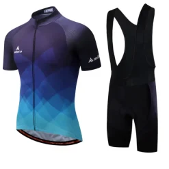 Miloto Men's Cycling Jersey with Bib Shorts Short Sleeve Mountain Bike MTB Road Bike Cycling Black White Yellow Gradient Plaid Checkered Bike Clothing Suit 3D Pad Breathable Quick Dry Reflective