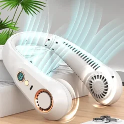 Mini Bladeless Neck Fan – USB Rechargeable Air Cooler with Digital Display, Portable Power Vent for Indoor and Outdoor Use
