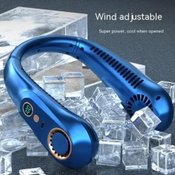 Mini Bladeless Neck Fan – USB Rechargeable Air Cooler with Digital Display, Portable Power Vent for Indoor and Outdoor Use