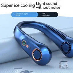 Mini Bladeless Neck Fan – USB Rechargeable Air Cooler with Digital Display, Portable Power Vent for Indoor and Outdoor Use