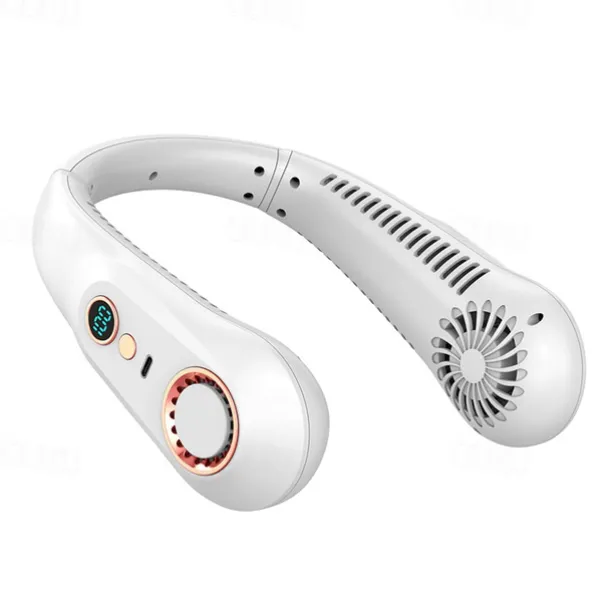 Mini Bladeless Neck Fan – USB Rechargeable Air Cooler with Digital Display, Portable Power Vent for Indoor and Outdoor Use