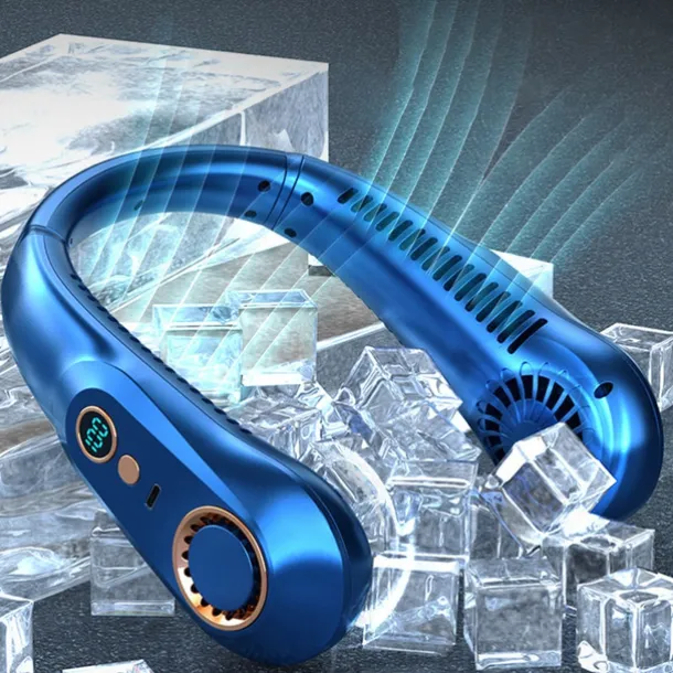 Mini Bladeless Neck Fan – USB Rechargeable Air Cooler with Digital Display, Portable Power Vent for Indoor and Outdoor Use