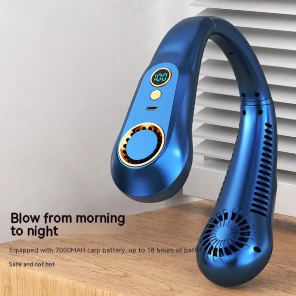 Mini Bladeless Neck Fan – USB Rechargeable Air Cooler with Digital Display, Portable Power Vent for Indoor and Outdoor Use